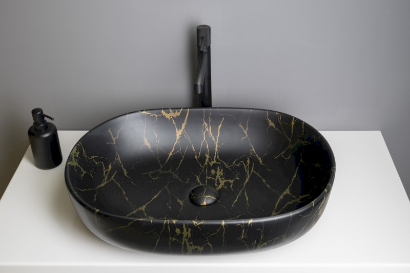 CALEO keramické umyvadlo na desku, 60x42cm, portoro mramor CA590PT